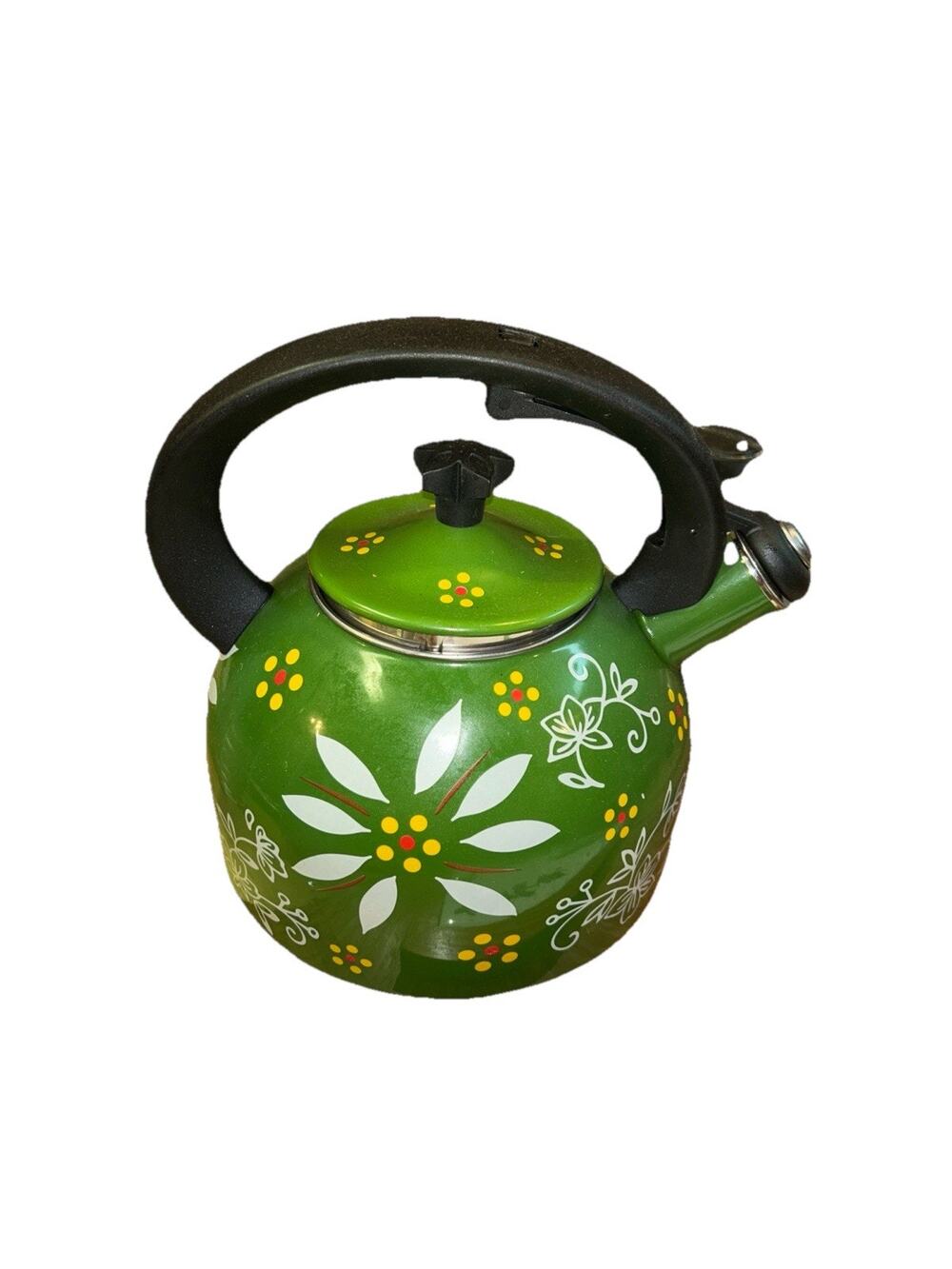 Temp-tations By Tara 2.3 Qt/22 L Old World Green Tea Kettle Teapot Stovetop-Safe